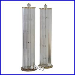 Grand Modern Art Deco Brass & Glass Rod Floor Lamps Timeless Elegance Lot