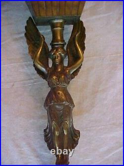 Great REMBRANDT Draped Winged Lady Electric Table Lamp with ART DECO MICA SHADE