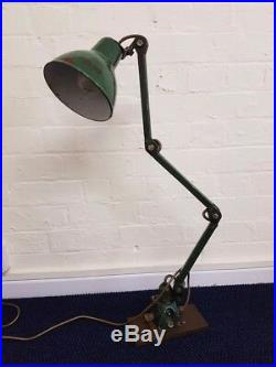 Green 1930s Industrial Working Angle-Poise Lamp E. D. L. Art Deco Factory Light