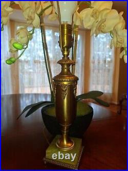 Green Onyx Stone Brass Mutual Sunset Lighting Co. Table Lamp Art Deco 1920's