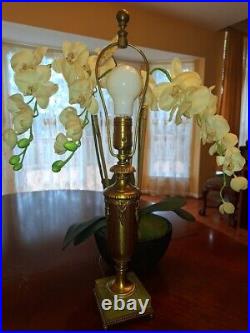 Green Onyx Stone Brass Mutual Sunset Lighting Co. Table Lamp Art Deco 1920's