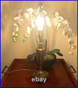 Green Onyx Stone Brass Mutual Sunset Lighting Co. Table Lamp Art Deco 1920's