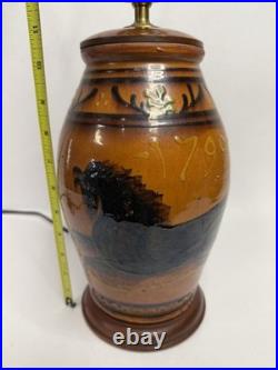 Greg Shooner Redware Pottery Jars Electric Table Lamp 24 Earthenware Signed B27