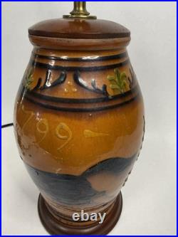 Greg Shooner Redware Pottery Jars Electric Table Lamp 24 Earthenware Signed B27