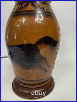 Greg Shooner Redware Pottery Jars Electric Table Lamp 24 Earthenware Signed B27