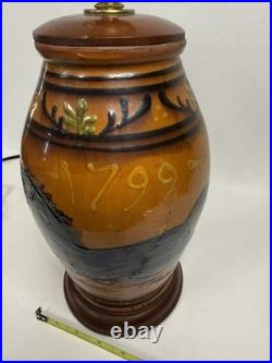 Greg Shooner Redware Pottery Jars Electric Table Lamp 24 Earthenware Signed B27