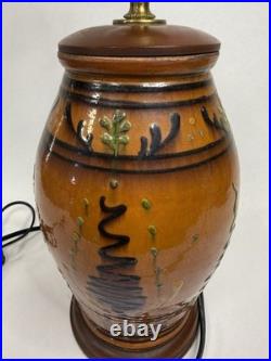 Greg Shooner Redware Pottery Jars Electric Table Lamp 24 Earthenware Signed B27
