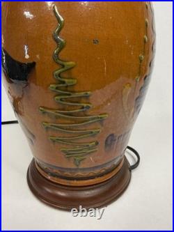 Greg Shooner Redware Pottery Jars Electric Table Lamp 24 Earthenware Signed B27