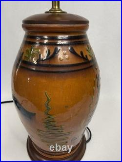 Greg Shooner Redware Pottery Jars Electric Table Lamp 24 Earthenware Signed B27