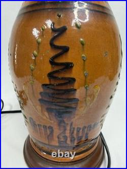 Greg Shooner Redware Pottery Jars Electric Table Lamp 24 Earthenware Signed B27
