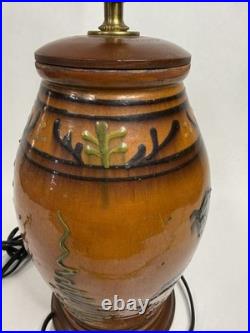 Greg Shooner Redware Pottery Jars Electric Table Lamp 24 Earthenware Signed B27
