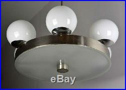 Grosse Art Deco Bauhaus Deckenlampe Nickel