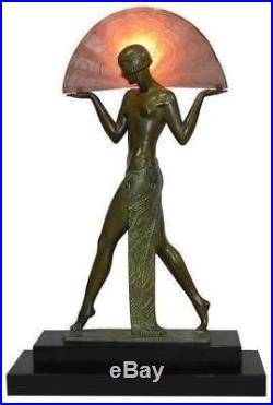 Guerbe Max Le Verrier lamp casting aluminum art deco Egyptian lamp USA