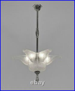 HANOTS French 1930 art deco pendant chandelier. Lamp muller degué era France