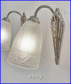 HANOTS PAIR OF 1930 FRENCH ART DECO WALL SCONCES lights lamp Verlys muller era