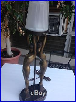 HUGE Frankart Style Lamp Art Deco Nymph 2 Lady Lamp