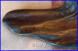 H. Molins Lampe de table Art Déco en bronze aux oiseaux, base en marbre, 1920