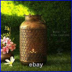 Handcrafted Iron and BrassIron Candle Diya Lantern Antique Finished