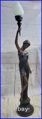 Handmade Stunning Large French Art Table lamp female bronze dancers Moreau