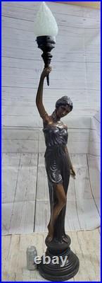 Handmade Stunning Large French Art Table lamp female bronze dancers Moreau