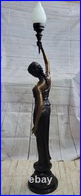 Handmade Stunning Large French Art Table lamp female bronze dancers Moreau