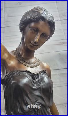 Handmade Stunning Large French Art Table lamp female bronze dancers Moreau