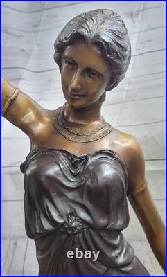 Handmade Stunning Large French Art Table lamp female bronze dancers Moreau