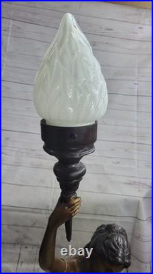 Handmade Stunning Large French Art Table lamp female bronze dancers Moreau