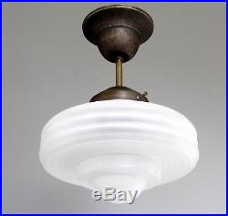 Hängelampe Deckenlampe Art Deco Bauhaus Glas Matt Klar Messing Antik Lampe Ufo