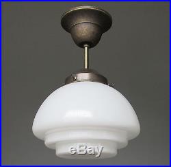 Hängelampe Deckenlampe Art Deco Jugendstil Bauhaus Opalglas Messing Antik Lampe