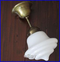 Hängelampe Deckenlampe Art Deco Jugendstil Bauhaus Opalglas Messing Antik Lampe