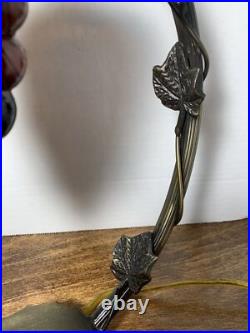 Hanging Glass Art Deco Grape Cluster Table Desk Lamp Arched Cast Metal Arm Vine