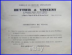 Hettier & Vincent Et Baccarat Lampe Art Deco Cataloguée Fer Forgé Et Tulipe