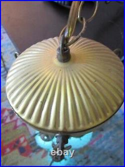 Hollywood Regency 3 Triple Globe Swag Light Chain Lamp Vintage MCM Clear WORKS