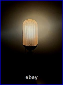 HouzeX Aka Houze Glass Co. Art Deco Coralex Pink Skyscraper Boudoir Lamp (19D)