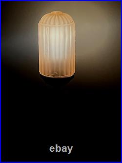 HouzeX Aka Houze Glass Co. Art Deco Coralex Pink Skyscraper Boudoir Lamp (19D)