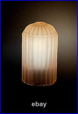 HouzeX Aka Houze Glass Co. Art Deco Coralex Pink Skyscraper Boudoir Lamp (19D)