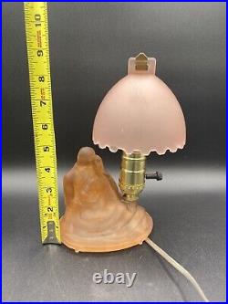 Houze Art Deco Pink Depression Glass Lamp With Shade