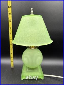 Houze Houzex Art Deco Green Uranium Glass Lamp And Shade