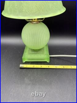Houze Houzex Art Deco Green Uranium Glass Lamp And Shade
