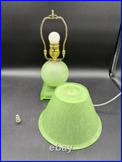 Houze Houzex Art Deco Green Uranium Glass Lamp And Shade
