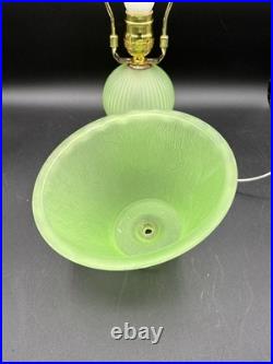 Houze Houzex Art Deco Green Uranium Glass Lamp And Shade
