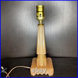 Houze Pink Glass Skyscraper Boudoir Table Lamp Art Deco Antique Vintage Glows