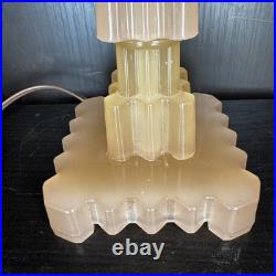 Houze Pink Glass Skyscraper Boudoir Table Lamp Art Deco Antique Vintage Glows