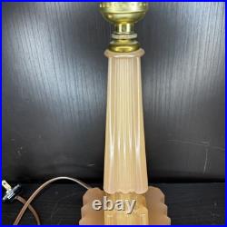 Houze Pink Glass Skyscraper Boudoir Table Lamp Art Deco Antique Vintage Glows