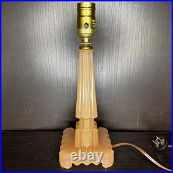 Houze Pink Glass Skyscraper Boudoir Table Lamp Art Deco Antique Vintage Glows