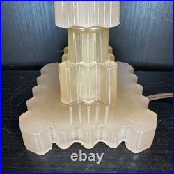 Houze Pink Glass Skyscraper Boudoir Table Lamp Art Deco Antique Vintage Glows