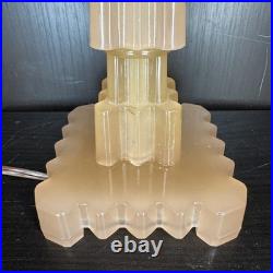 Houze Pink Glass Skyscraper Boudoir Table Lamp Art Deco Antique Vintage Glows