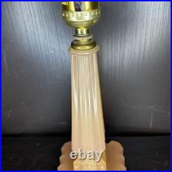 Houze Pink Glass Skyscraper Boudoir Table Lamp Art Deco Antique Vintage Glows