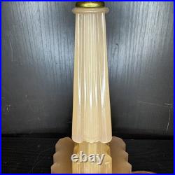 Houze Pink Glass Skyscraper Boudoir Table Lamp Art Deco Antique Vintage Glows